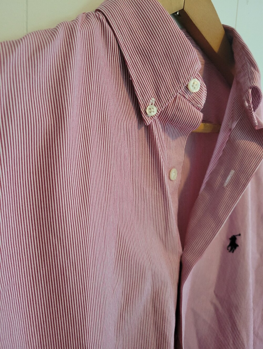 Vintage Ralph Lauren McMeel Shirt Men M Red/White Pinstriped Button down Cotton - Picture 12 of 14